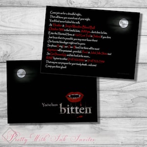 BITTEN Invitations for Halloween Party, Monster Bash, Vampire Party, Costume Party, Black and Red. Customize Free image 1