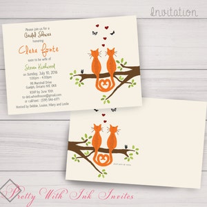KITTIES IN A TREE Invitations more to match. Wedding, Shower, Anniversary. Tree, Love, Cat, Grey, Nature Invites, Kitty. Customize Free image 3