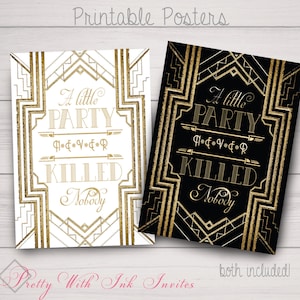 PRINTABLE - Poster, Gatsby, Roaring 20&#39;s, Black, Gold, White, A little Party, Instant Download