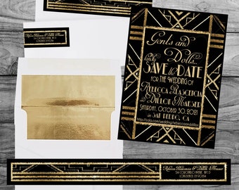 SPECIAL Save the Date Package! Free Shipping! - GATSBY Style Shown, Can Choose ANY Design in Shop!