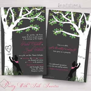 CARVED TREE with DOG Invitations and More to Match for Wedding, Shower, Birthday. Customized for your Dog or Cat. Color Changes Free