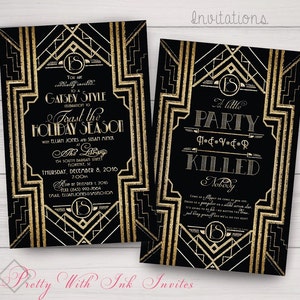 GATSBY/ROARING 20s Invitation, Program, Save the Date, & more.  Holiday Party, Gold, Black. Customize for free