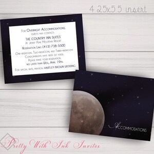 OVER THE MOON Invitations and more for Wedding, Birthday, Shower, Engagement. Full Moon, Blue, Night Sky, Stars. Customize for free image 3
