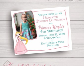 PRINCESS Child Birthday Invitations & More to Match. Free Customizing including Colors, Font and Text. Add/Remove Photo Free. Pink, Blue.
