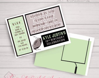 MODERN FOOTBALL Party Invitations. Birthday, Graduation, Pep Rally, Fish Fry, Event, High School. Customize!