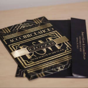 GATSBY/ROARING 20s Graduation Invitations, Use for Wedding, Sweet 16, Engagement, Showers. Black, Gold, White. Customize for free