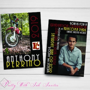Invitaciones de graduación con fotos personalizadas. ¡Envíanos fotos e información y crearé algo especial! Tarjetas de graduación, fiestas, eventos, escuelas secundarias, universidades