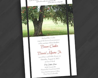 CARVED APPLE TREE Invitations and More for Wedding, Shower, Engagement, Announcement, Orchard Party. Real Photo 'carved' for you. Nature.