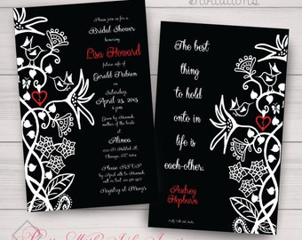 HUMMINGBIRD DELIGHT Invitations and More to Match for Shower, Wedding, Engagement, Announcement. Floral, Spring, Henna, Filigree.