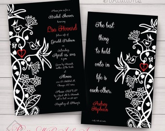 HUMMINGBIRD DELIGHT Invitations and More to Match for Shower, Wedding, Engagement, Announcement. Floral, Spring, Henna, Filigree.