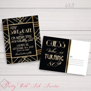 GATSBY/ROARING 20s Original Design copied by others Invitations. Customize Font, Text, Color for FREE image 4
