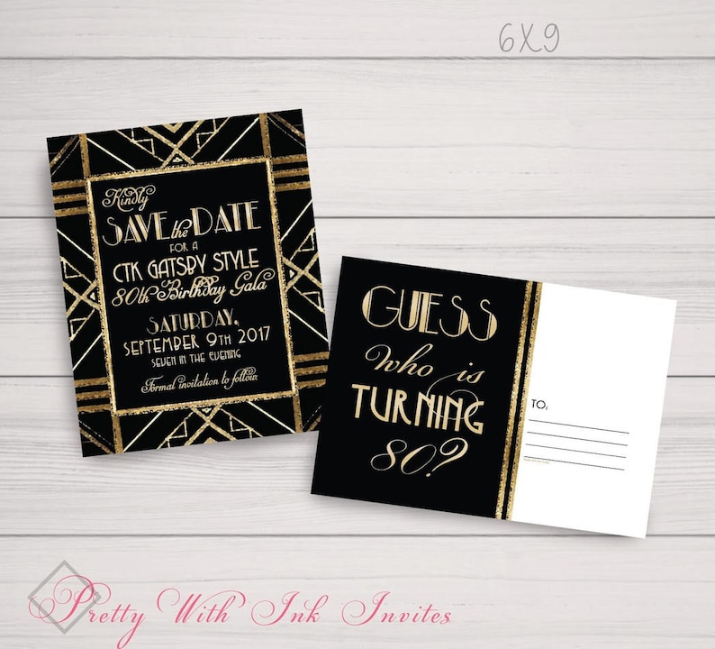 GATSBY/ROARING 20s Original Design copied by others Invitations. Customize Font, Text, Color for FREE image 4