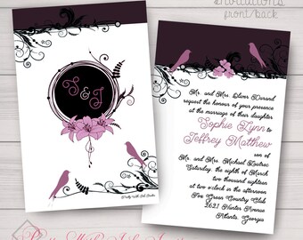 Invitations SECRET GARDEN et plus encore pour un mariage, un anniversaire ou une douche. Inséparables, lys, prune, roses, personnalisation gratuite.