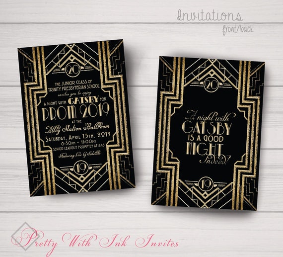 Gatsby Roaring 20s Prom Charity Corporate Party Invitations Etsy
