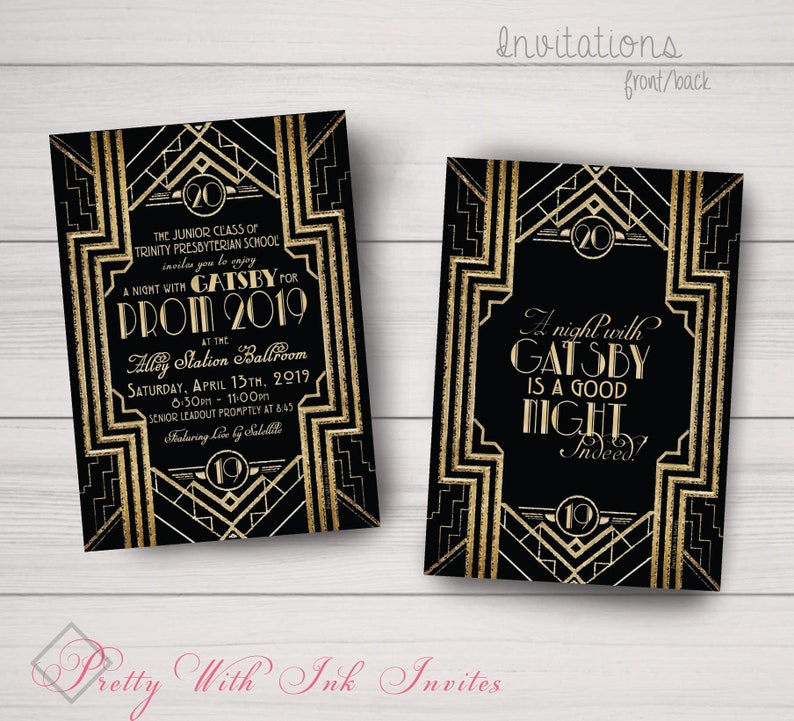 Gatsby Roaring 20s Prom Charity Corporate Party Invitations Etsy