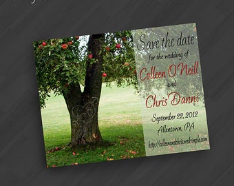 CARVED APPLE TREE Invitations and More for Wedding, Shower, Engagement, Announcement, Orchard Party. Real Photo 'carved' for you. Nature.