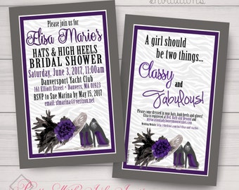 Hats and Heels Shower Invitations, Bachelorette, Kentucky Derby (Customized Free) Printed or Digital