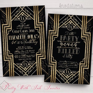 GATSBY/ROARING 20s Original Design copied by others Invitations. Customize Font, Text, Color for FREE image 1