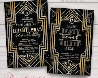 Gatsby Birthday Invitations – Roaring 20s Art Deco Design Customized Free (Printable or Printed)