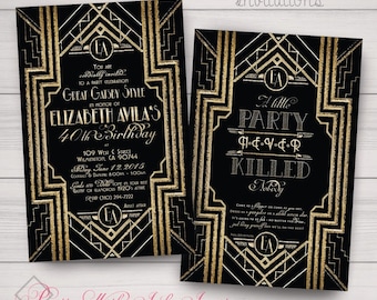 GATSBY/ROARING 20s - Original Design (copied by others) Invitations. Customize Font, Text, Color for FREE