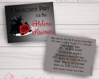 DERBY HAT Invitations & More to Match for Showers, Birthdays, Cocktails, Floral, Feather, Hat, Kentucky Derby, Red, Black. Customize Free