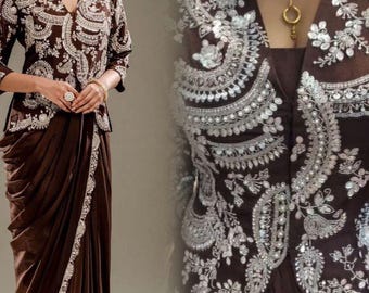 Ready to wear Draper Saree with Blouse and Jacket
