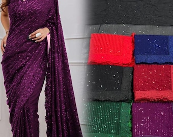 Bollywood Celebrity Sequin Work Saree – Recepation Party Wear Designer Georgette Saree