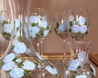 Hydrangeas and Wine Lover Wine Decanter Set