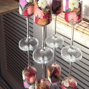 Personalized Floral Champagne Flute: Hand Painted Bridesmaid Gift