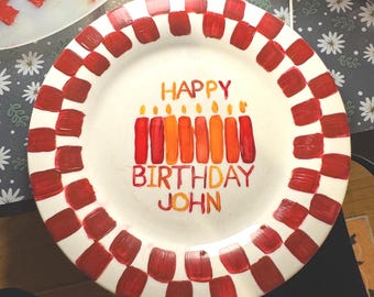 Plato de cumpleaños personalizado pintado a mano