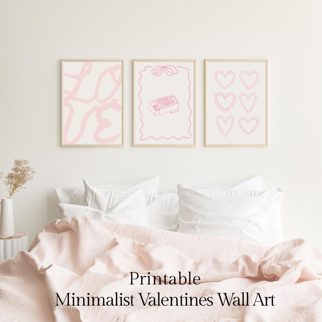 Valentines Day Wall Art Print Digital Download, Pink Decor - Etsy