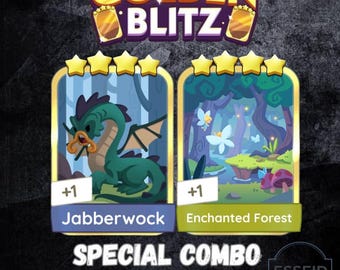 Monopoly Go Golden Blitz 4-sterren gouden kaarten – Jabberwock & Enchanted Forest-combinatie