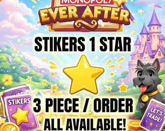 1-sterstickers - Ever After-album ( 3 stuks/bestelling ) Monopoly Go-stickers