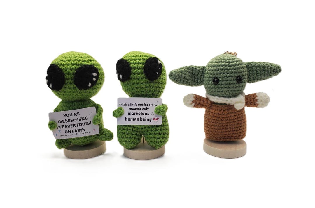 Crochet Aliens, Baby Alien – Handmade Collectible Gift With Stand & Box ...