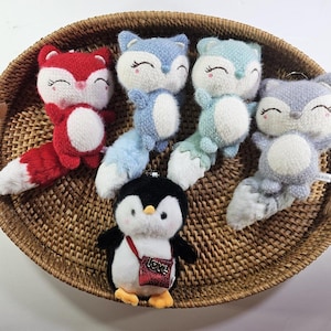 Fox Plush Keychain, Stuffed Animal Charm, Backpack Bag Accessory, Penguin, A Gift for Others or Yourself, 8.3 inch long