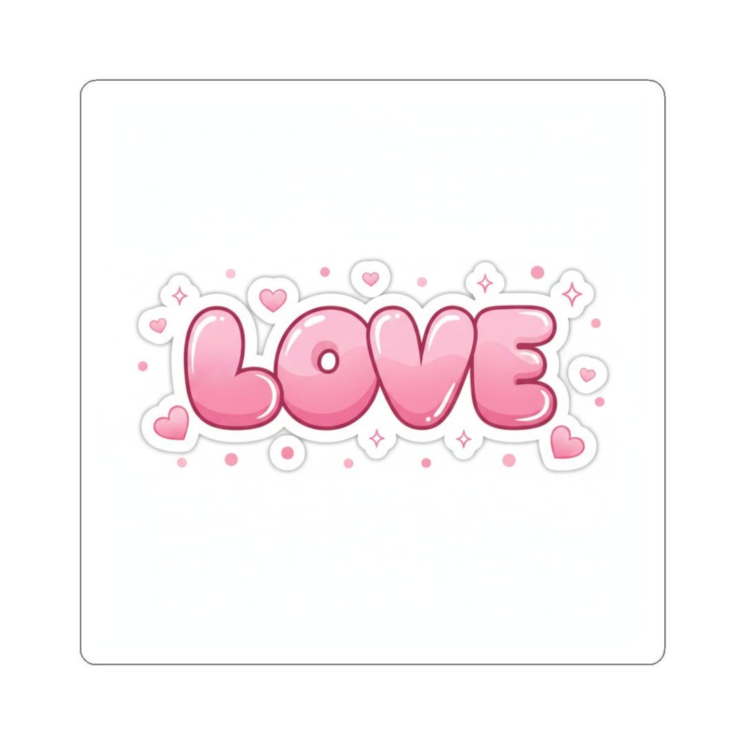 Pink Lover Sticker Pink Bubble LOVE Sticker | Kiss-cut Sticker, Heart Accents - Etsy