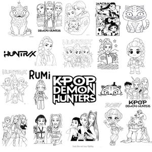 Paquete de cazadores de demonios del Kpop, diseño de camiseta de Huntrix, SVG inspirado en cazadores de demonios, Saja Boys Girls