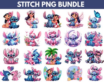 Stitch PNG Bundle, Lilo and Stitch png, Stitch Clipart, Stitch With Angel png, T Shirt Designs, Stitch Sublimation, Digital Download