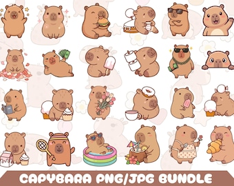 Lindo paquete Capybara PNG, paquete Capybara JPG, Capybara Clipart, Capybara Cricut, archivos vectoriales, descarga instantánea, Animal Png