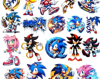 Paquete de imágenes prediseñadas de Sonic The Hedgehog, gráficos de dibujos animados (descarga digital)