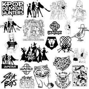 Kpop Demon Hunters SVG Bundle | Huntrix, Saja Boys Fan Art (Digital Download)