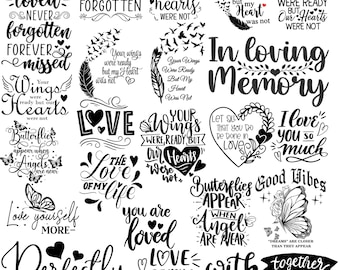 Paquete SVG conmemorativo, citas de recuerdo, alas de ángel, cardenal (PNG, SVG)