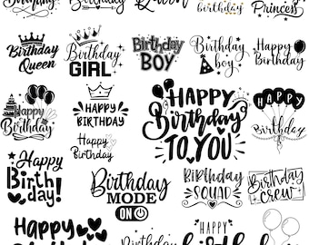 Paquete SVG PNG de Feliz Cumpleaños, Camiseta de Niña, Clipart (Descarga Digital)