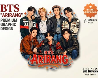 BTS Arirang Chibi PNG, Bangtan Boys, Gira Mundial de Conciertos 2026, Imágenes prediseñadas de miembros de BTS, Regalo para Army, Atuendo de Army, Inspirado por los fans (Descarga digital)
