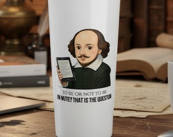 Shakespeare Travel Tumbler, Zoom Meeting Humor 20oz Insulated Coffee Cup, Personalized English Teacher Gift