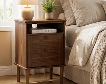 Customizable Solid wood bedside table, one drawer ,modern minimalist , suitable for bedroom
