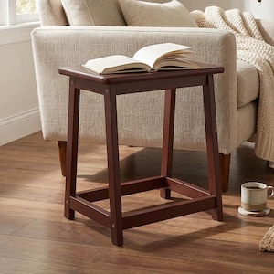Customizable Solid Wood Multi-Use Table, Step Stool & Side Table, Non-Slip Pads, Chocolate Finish