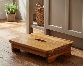 Acacia wood 6.5-inch low step stool, heavy-duty non-slip, multi-functional support