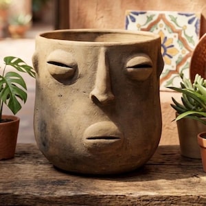 The “Sealed Lips” - Large Handcrafted Oaxacan Face Planter Pot