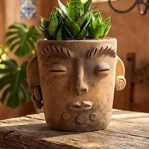 Mr. Ear-Resistible: Large Handmade Oaxacan Face Planter Pot